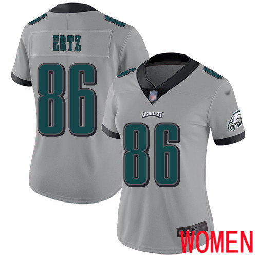 Women Philadelphia Eagles #86 Zach Ertz Limited Silver Inverted Legend NFL Jersey Football